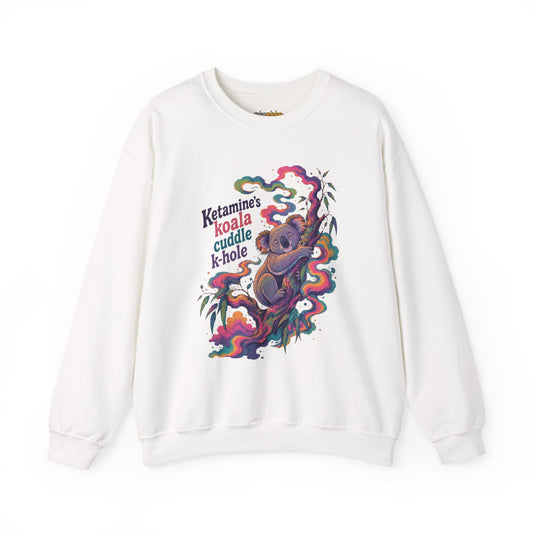 "Ketamine's Koala Cuddle K-Hole" Psychedelic Graphic Crewneck Sweatshirt