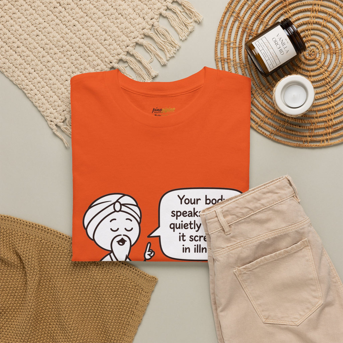 Wellness Tee — "Your body speaks to you quietly before it screams in illness" Meditation T-Shirt