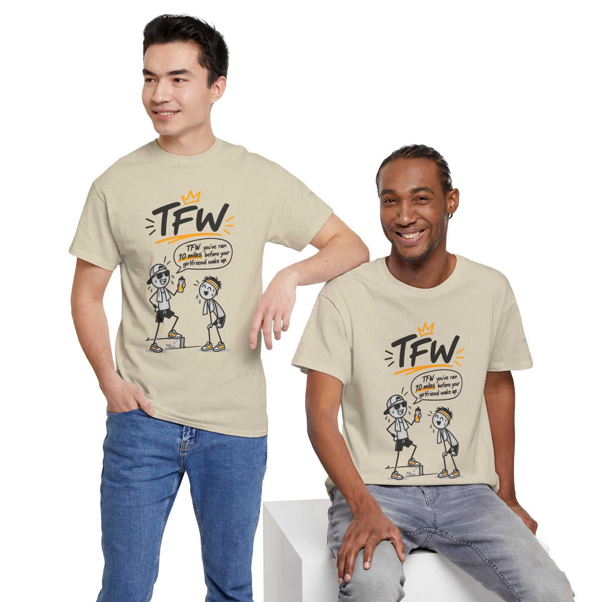 "TFW" Funny Cartoon Tee — "TFW you've ran 10 miles before your girlfriend woke up"