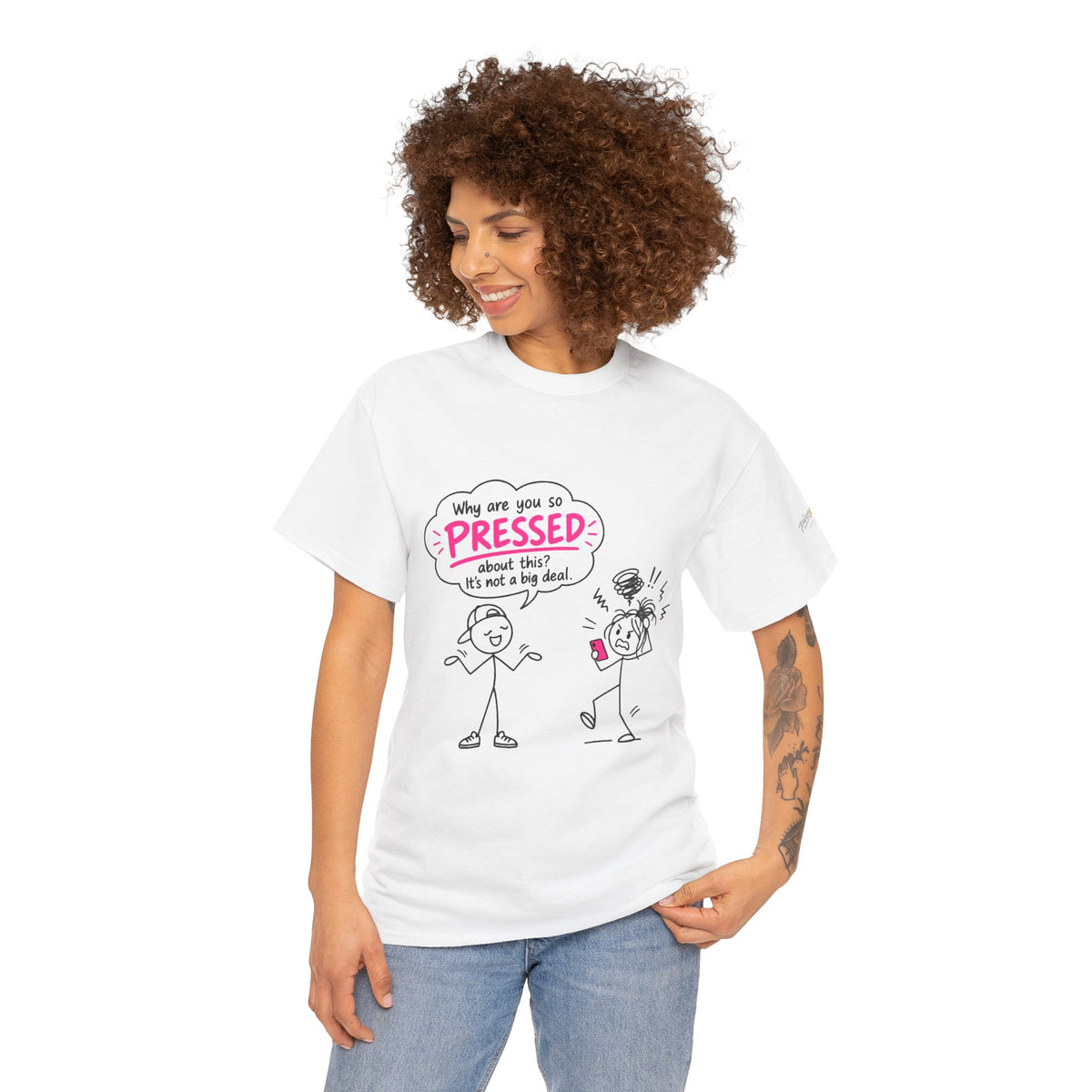 "Why Are You So Pressed?" Cartoon Graphic Tee