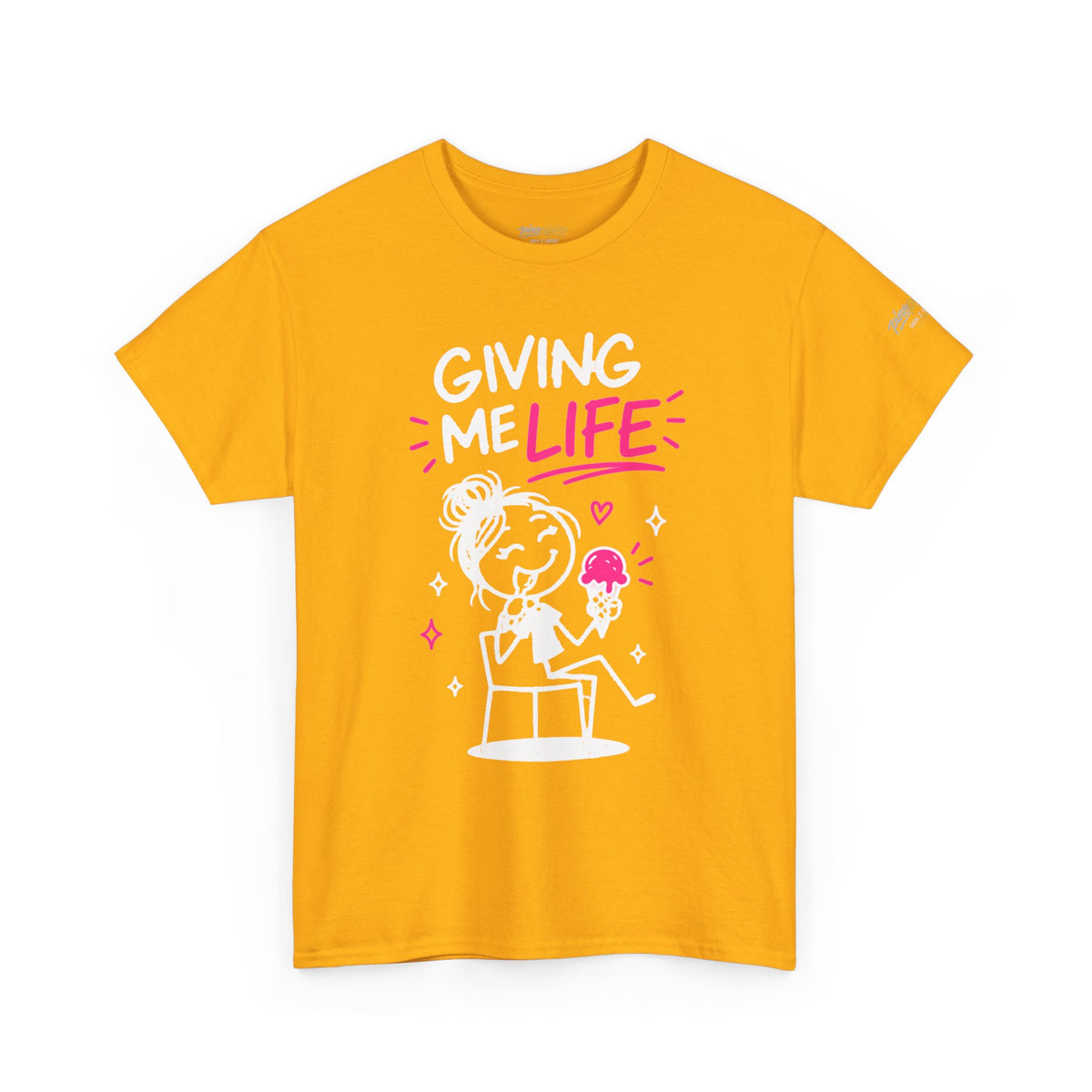 Cute "Giving Me Life" Graphic Sketch Cotton T‑Shirt