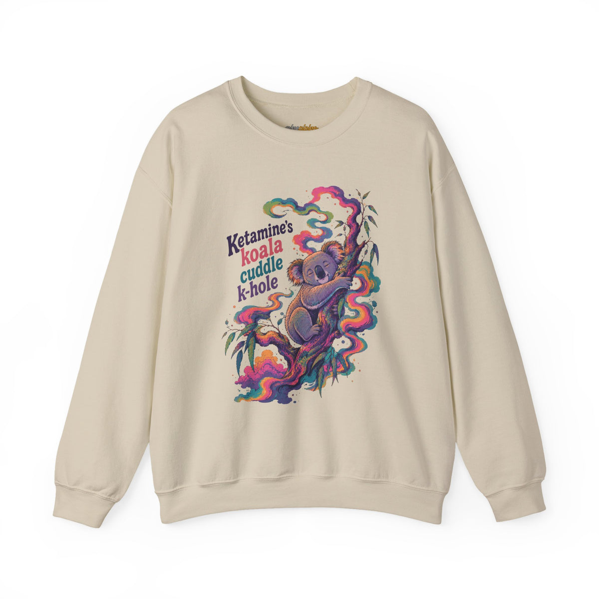 "Ketamine's Koala Cuddle K-Hole" Psychedelic Graphic Crewneck Sweatshirt