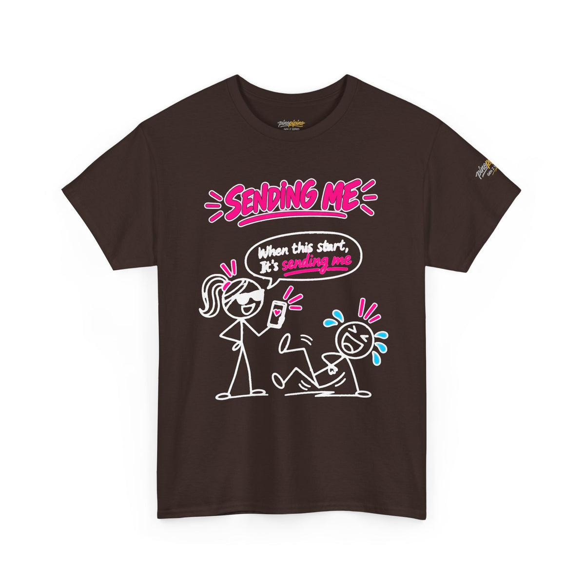 T-Shirt — "Sending Me" Funny Stick Figure Graphic Tee