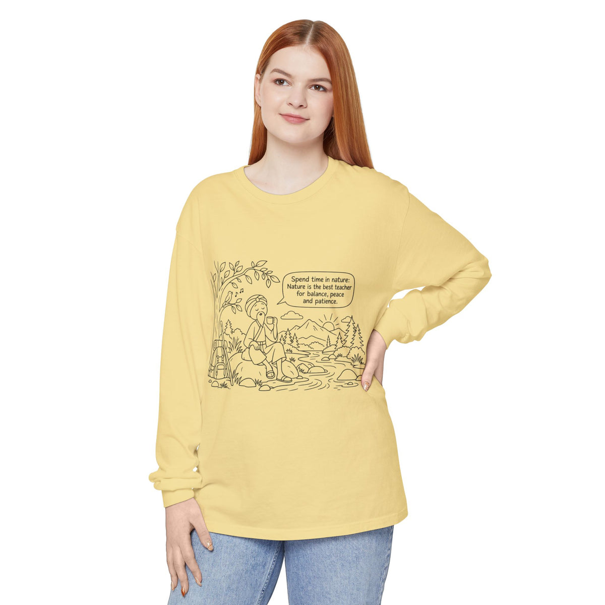 Long Sleeve T‑Shirt — "Spend time in nature" Hiking Graphic Tee