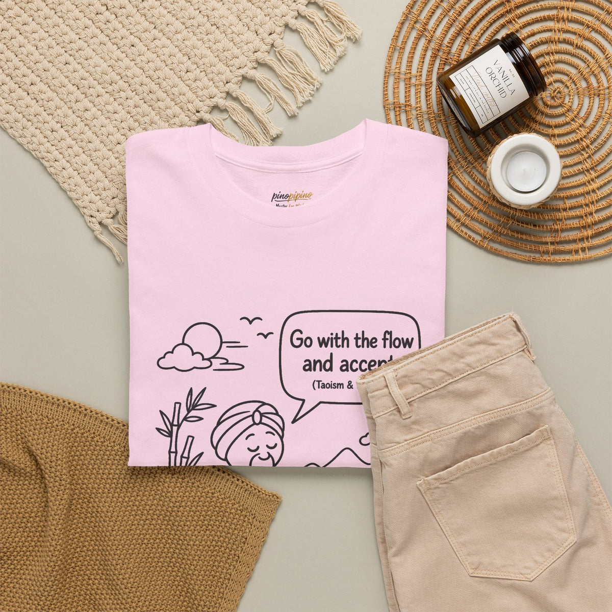 "Go With the Flow" Meditation Tee — Calm Journey Graphic T-Shirt