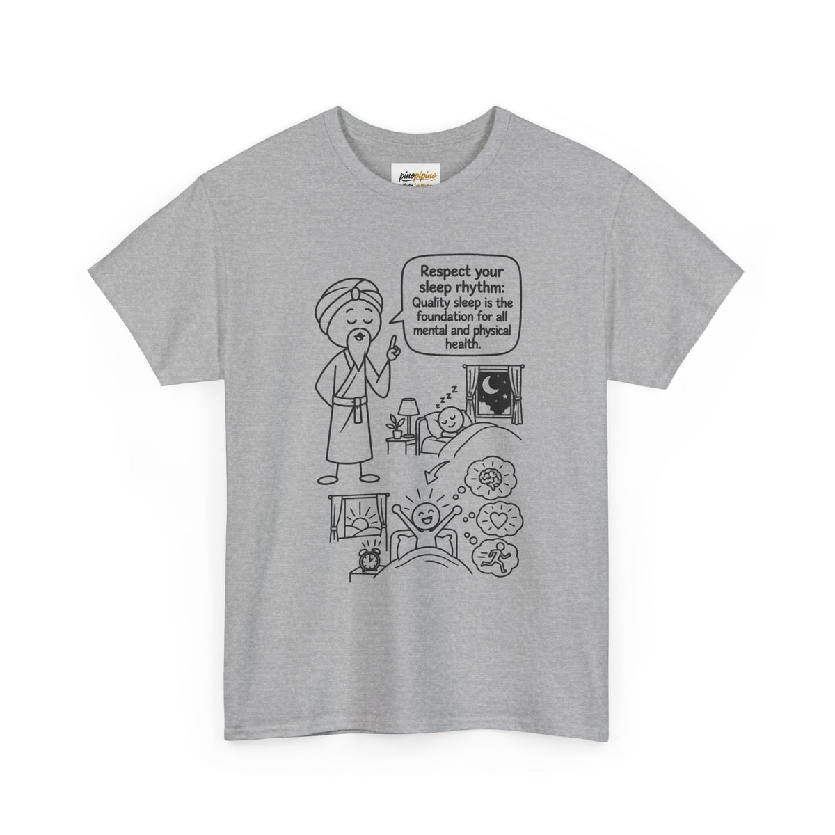 Yoga Philosophy Graphic Tee — "Respect Your Sleep Rhythm" Mindful Illustration T-Shirt