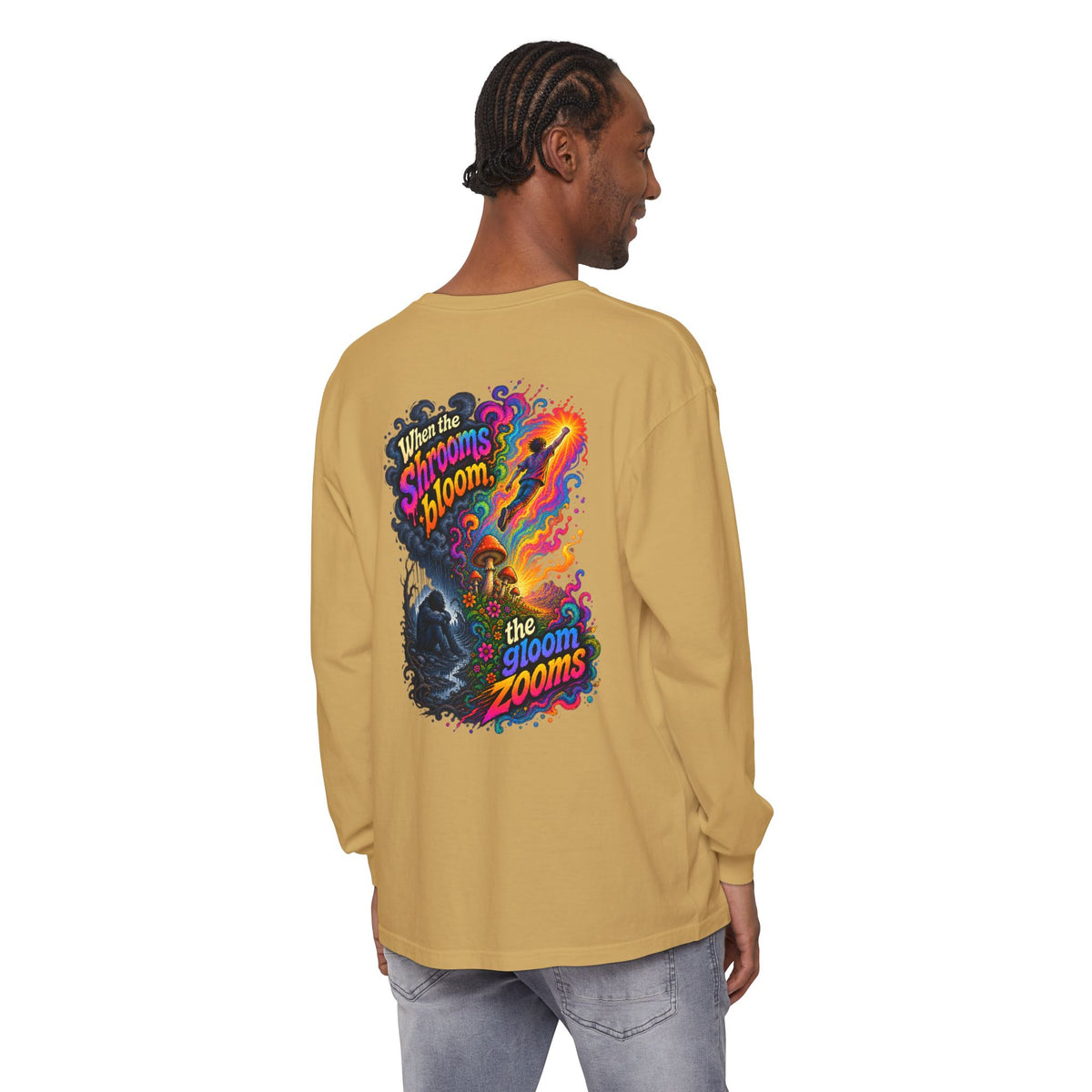 "When the Shrooms Bloom, The Goom Zooms" Psychedelic Design Long Sleeve T-Shirt