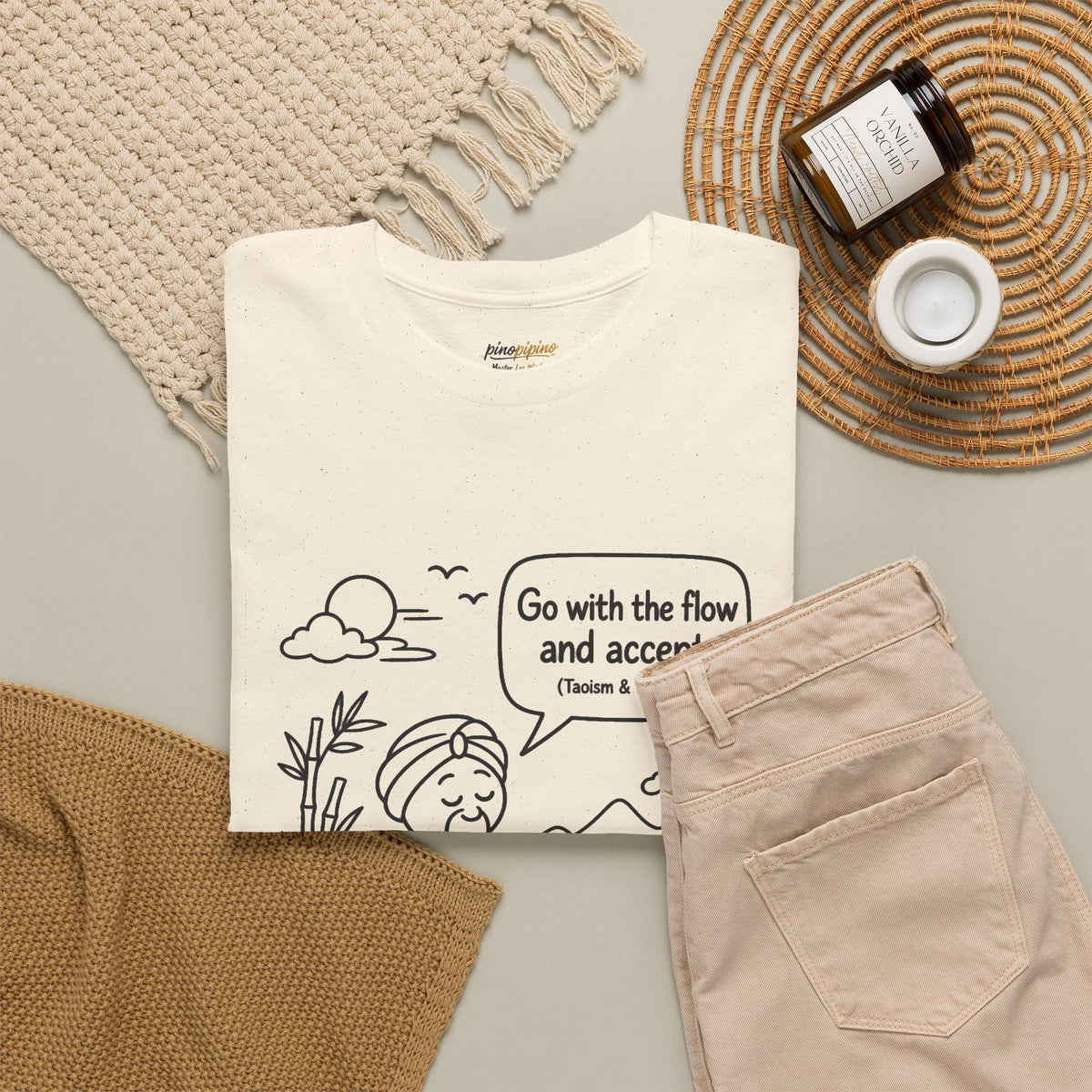 "Go With the Flow" Meditation Tee — Calm Journey Graphic T-Shirt