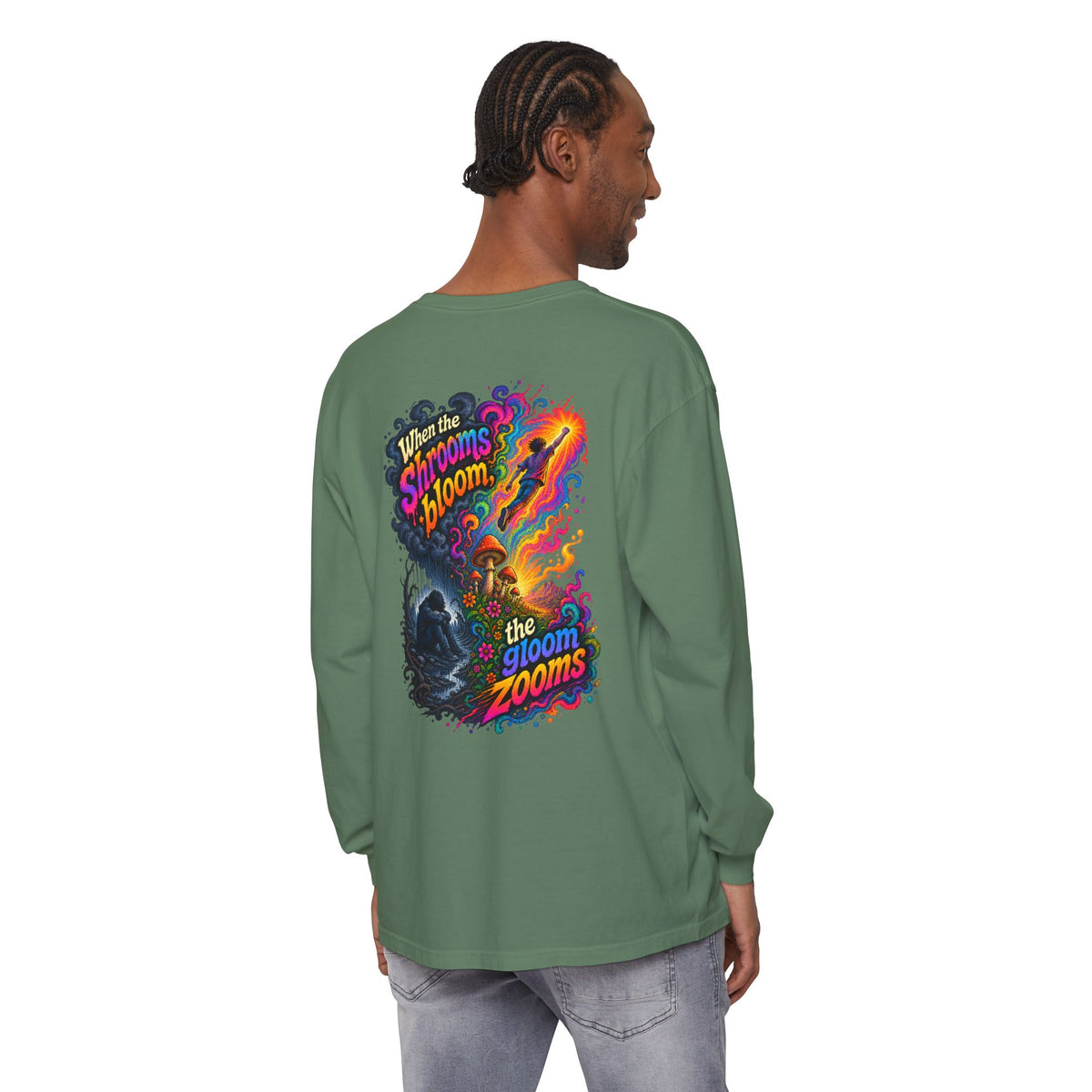"When the Shrooms Bloom, The Goom Zooms" Psychedelic Design Long Sleeve T-Shirt