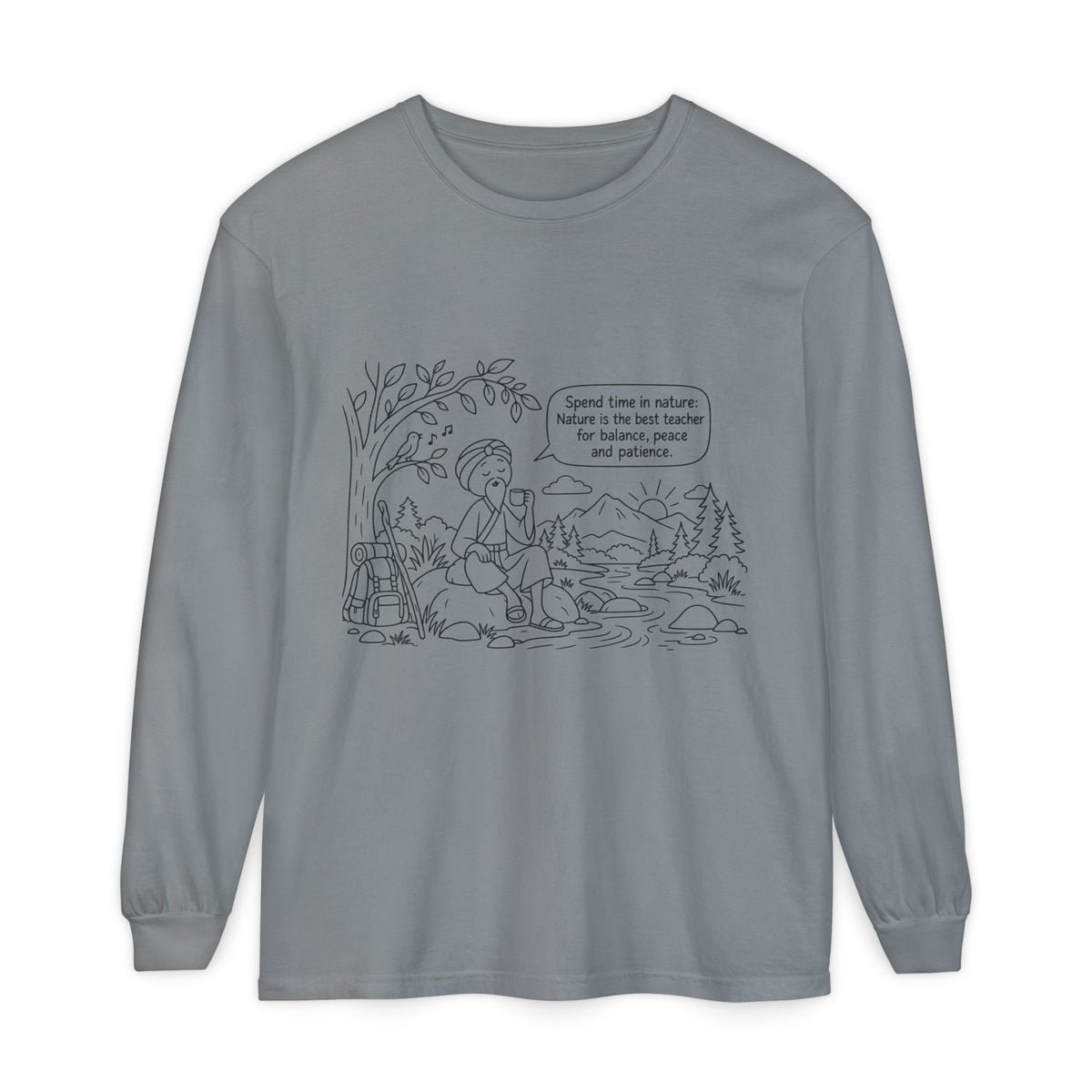 Long Sleeve T‑Shirt — "Spend time in nature" Hiking Graphic Tee