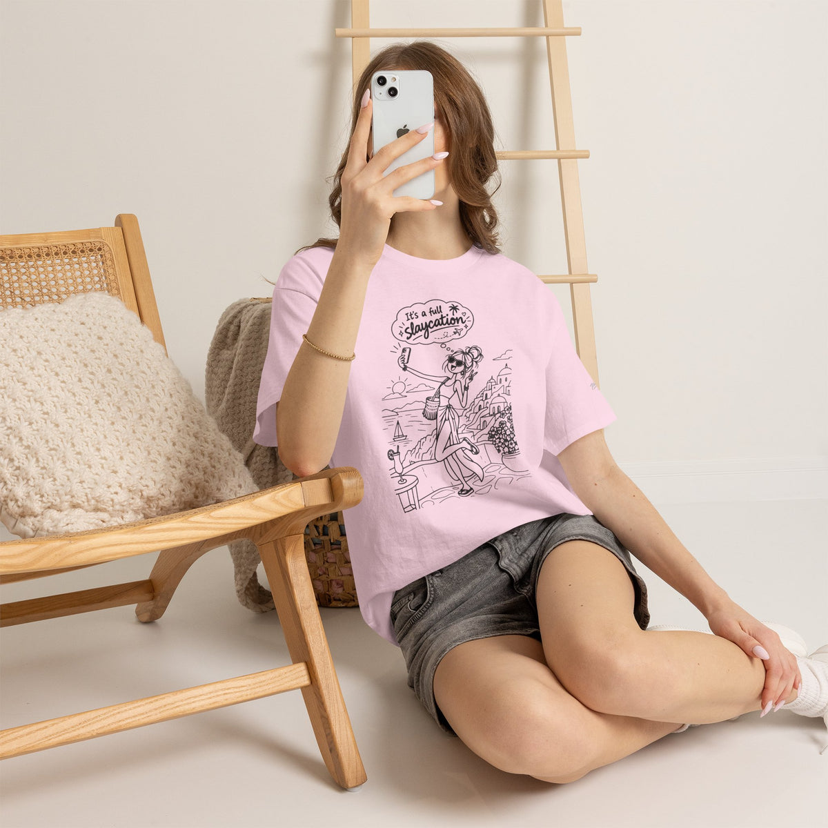 T-Shirt — "It's a Slaycation" Retro Beach Girl Graphic Tee