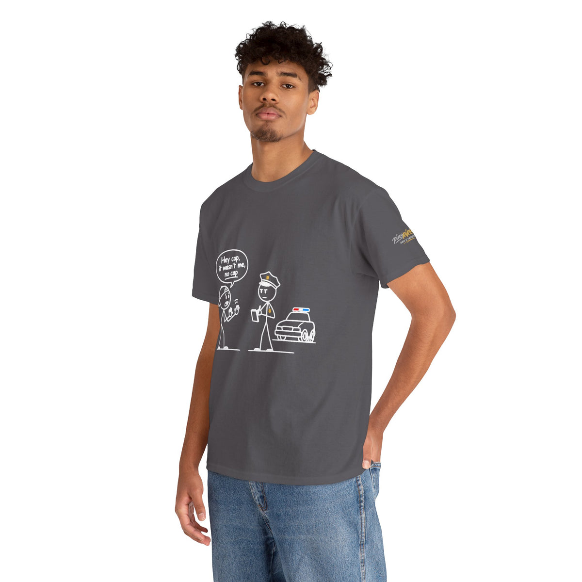 Cartoon Minimalist "No Cap" Gen Z Slang Tee