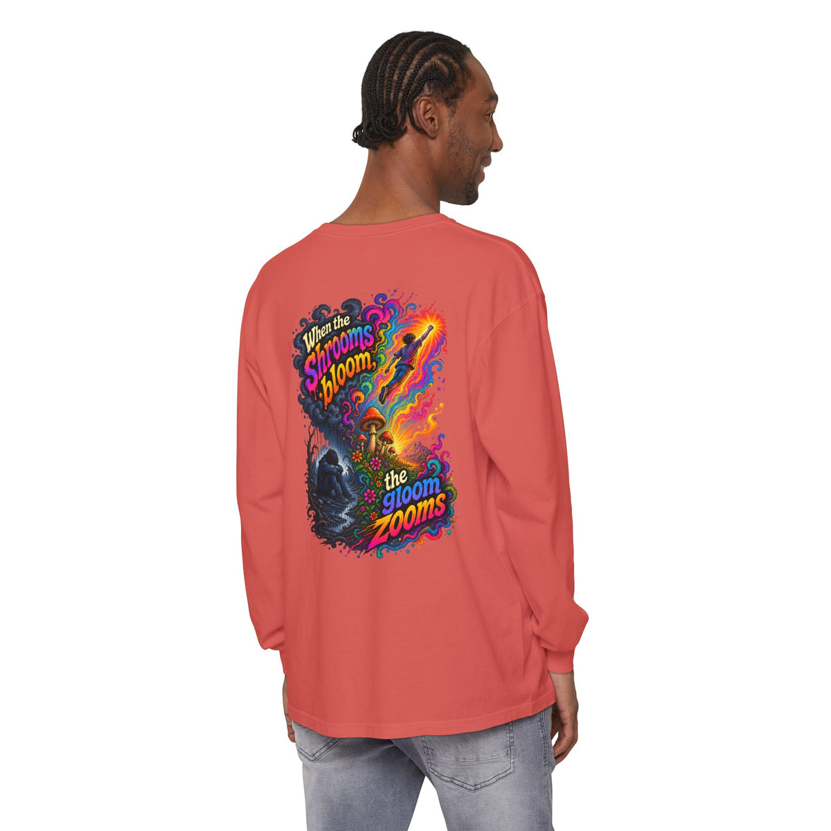 "When the Shrooms Bloom, The Goom Zooms" Psychedelic Design Long Sleeve T-Shirt