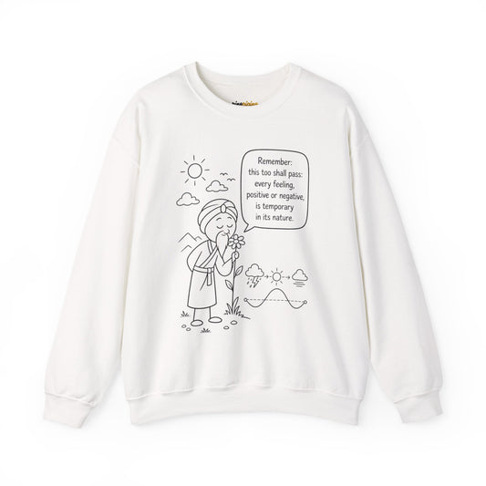 Inspirational Quote Crewneck Sweatshirt — "Remember this too shall pass" Minimal Line Art