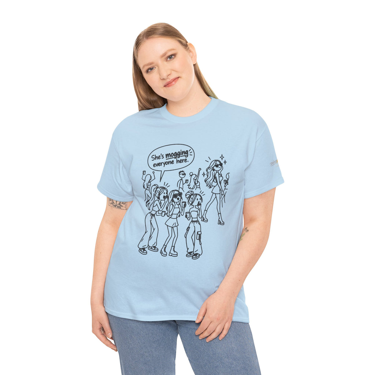 "She's mogging everyone here" Cartoon Tee