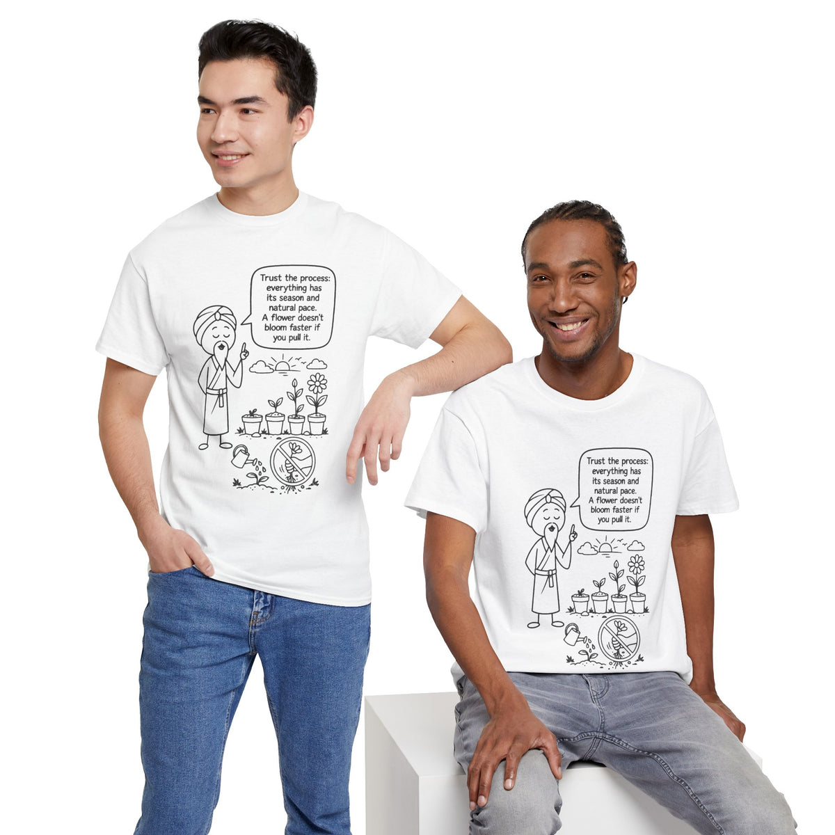 T-Shirt — "Trust the Process" Wise Cartoon Tee