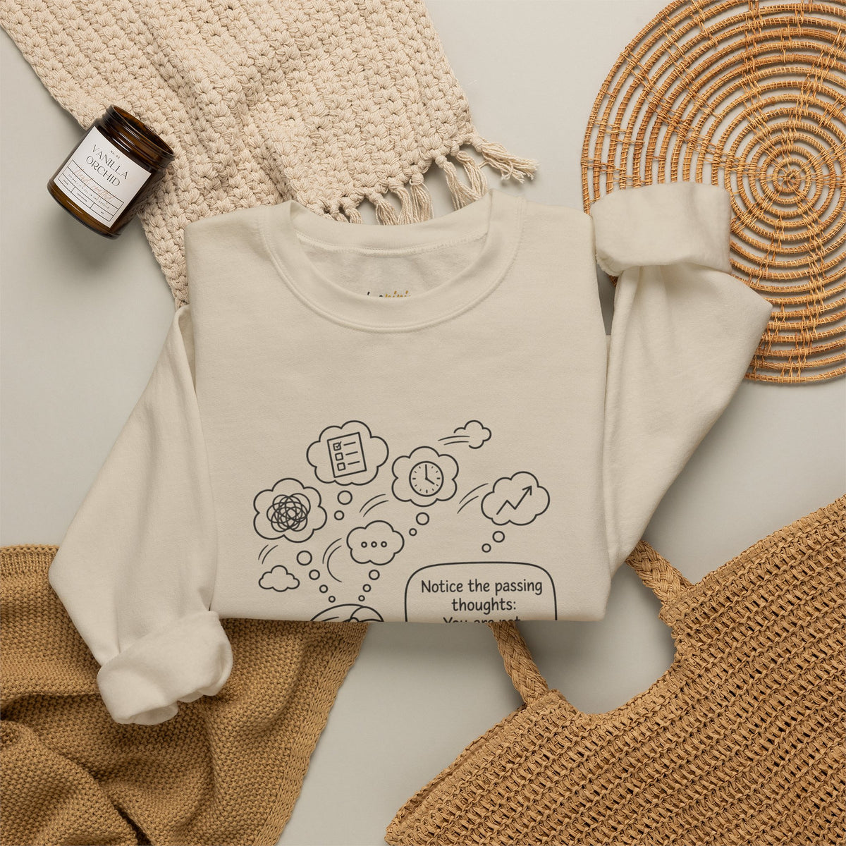 "Notice the passing thoughts" Mindfulness Design - Meditation Guru Crewneck Sweatshirt