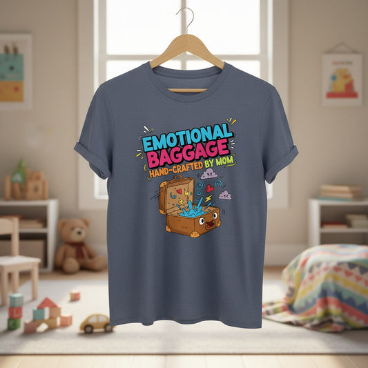 Emotional Baggage T-Shirt — Hand-Crafted by Mom Cute Cartoon Luggage Tee