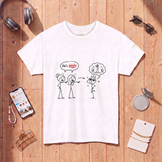 "He's Delulu" Funny Stick Figure Tee