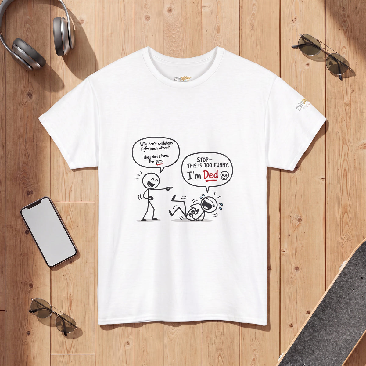 Funny "I'm Ded" Comic T-Shirt — Dark Humor Stick Figure Tee