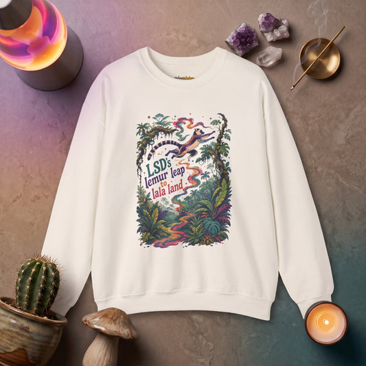 "LSD's Lemur Leap to Lala land" — Jungle Graphic Crewneck Sweatshirt