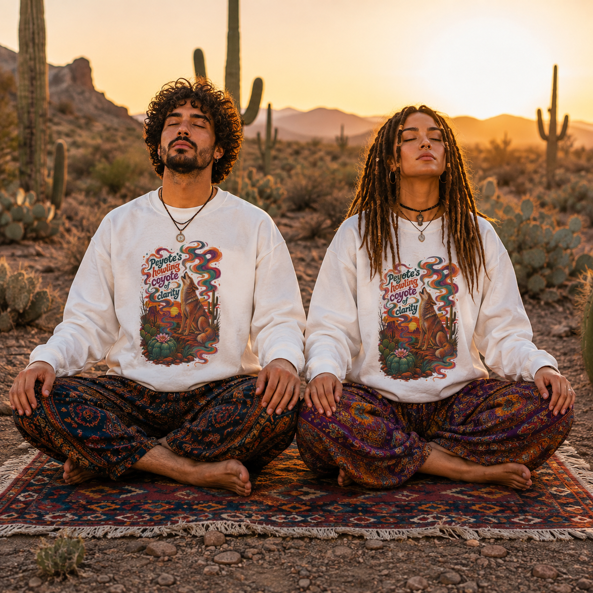 “Peyote’s Howling Coyote Clarity” Graphic Crewneck Sweatshirt