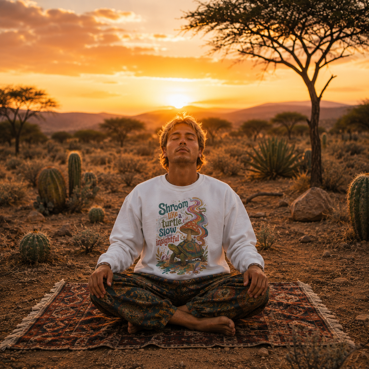 "Shroom Like a Turtle: Slow & Insightful" - Turtle Mushroom Crewneck Sweatshirt