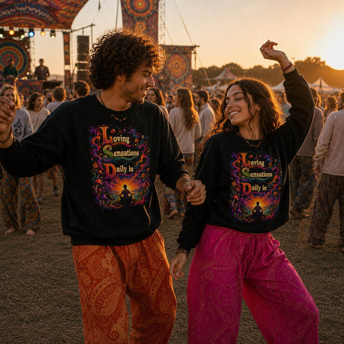 "Loving Sensations Daily In" Psychedelic Journey Crewneck