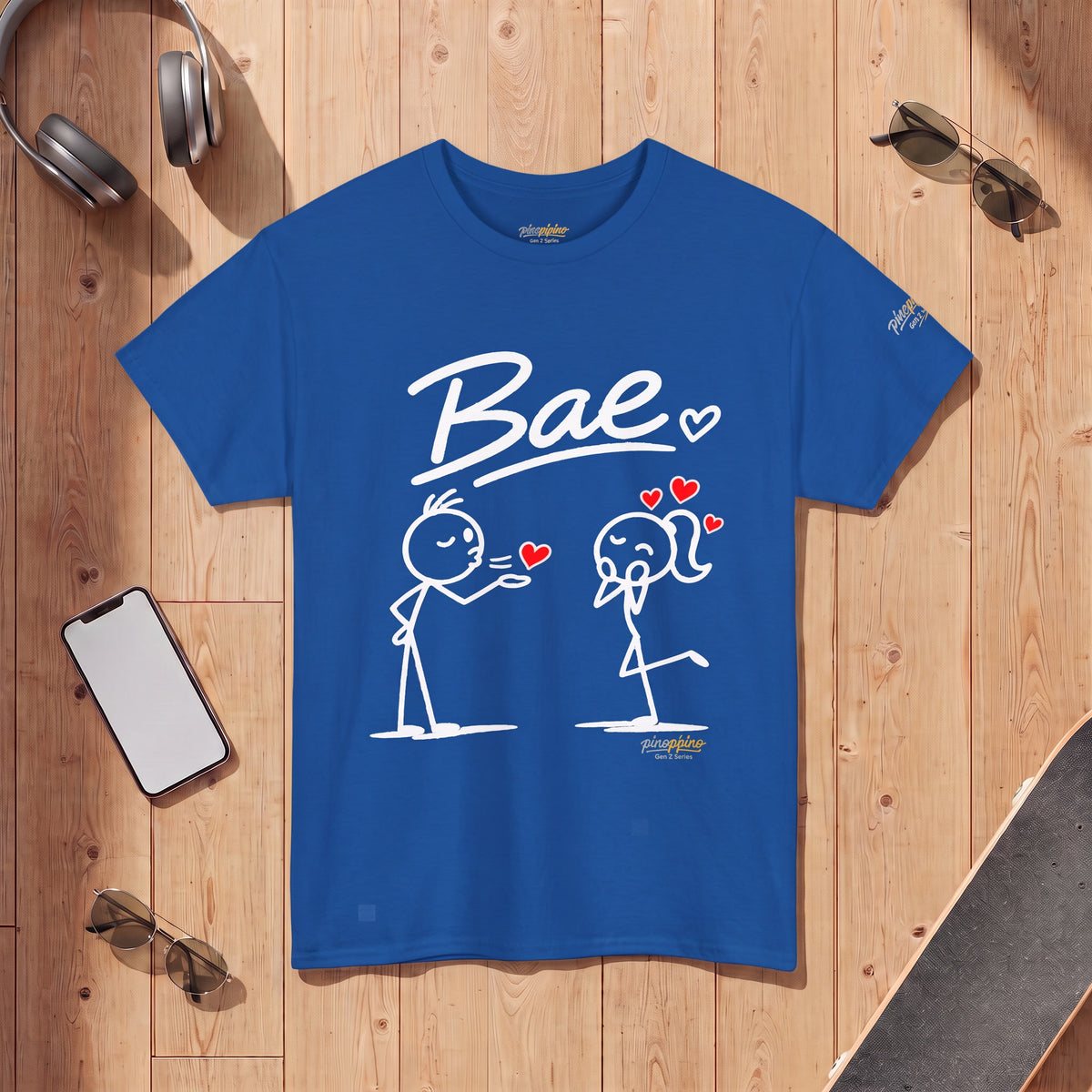 "Bae" Stick Figure Couple T‑Shirt — Cute Romantic Tee