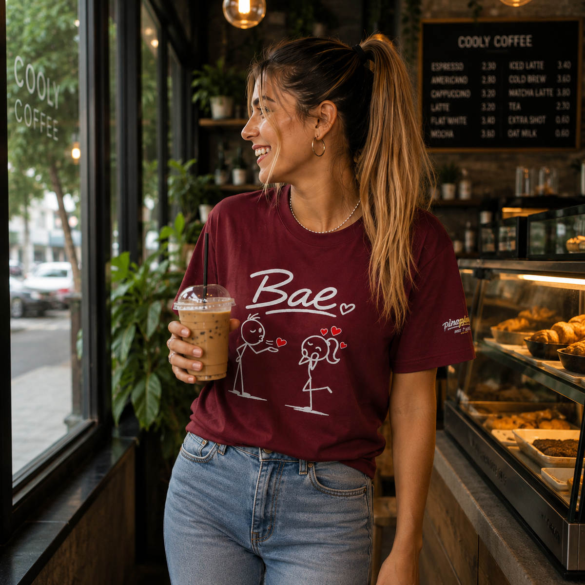 "Bae" Stick Figure Couple T‑Shirt — Cute Romantic Tee