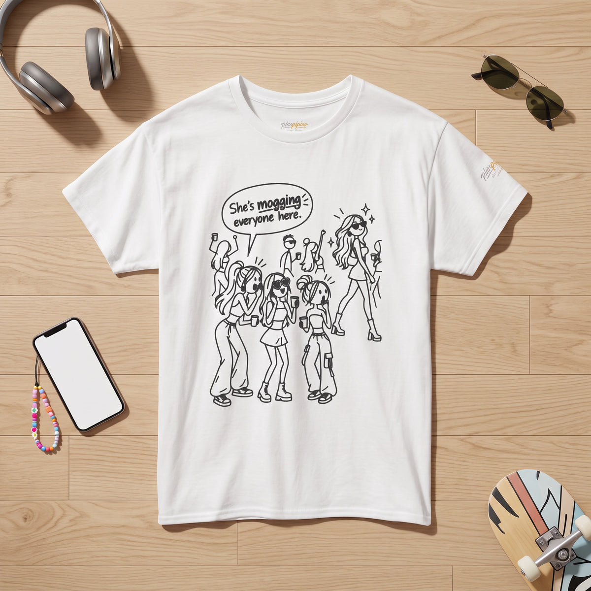 "She's mogging everyone here" Cartoon Tee