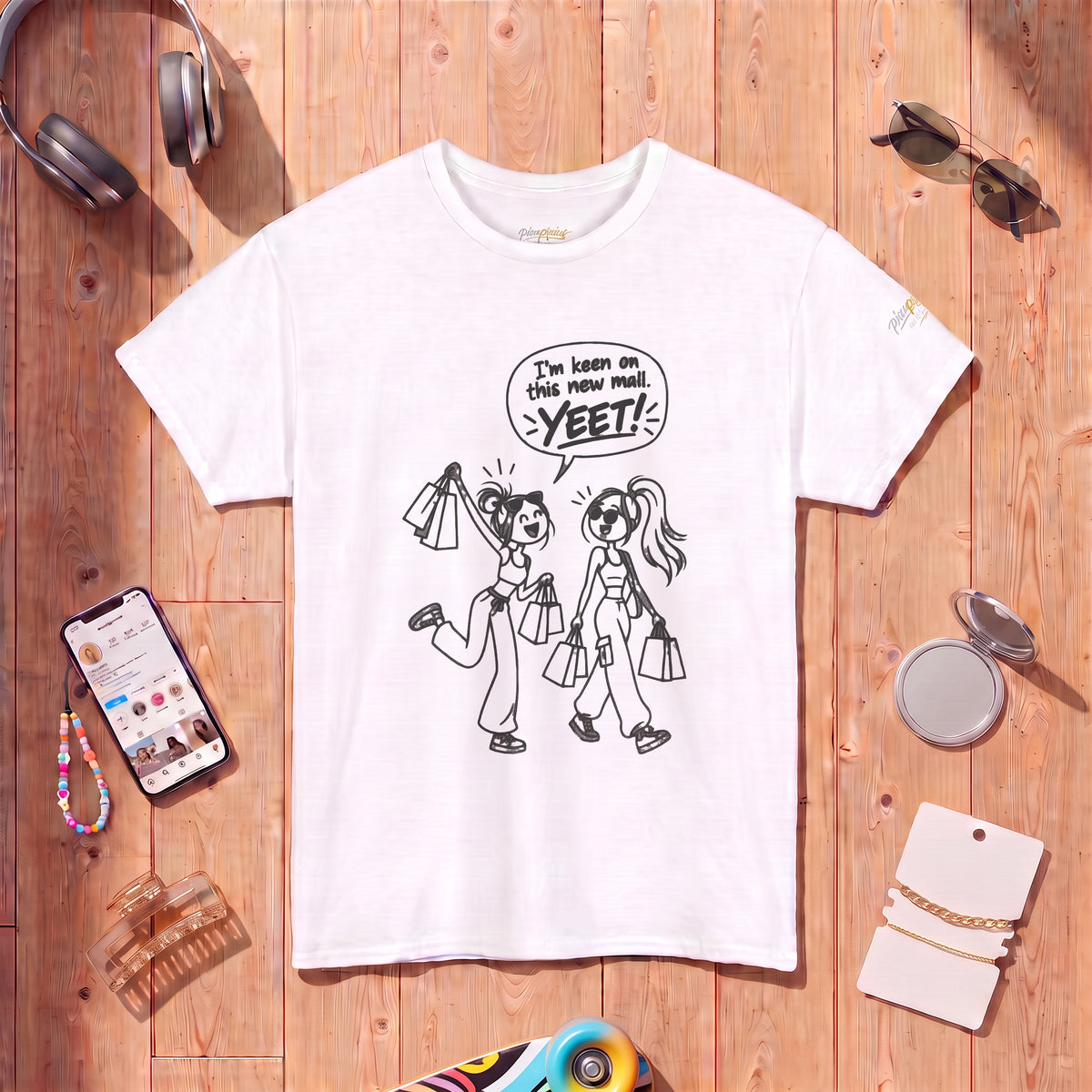 Graphic Tee — "I’m keen on this new mall. YEET" Shopping Cartoon Shirt
