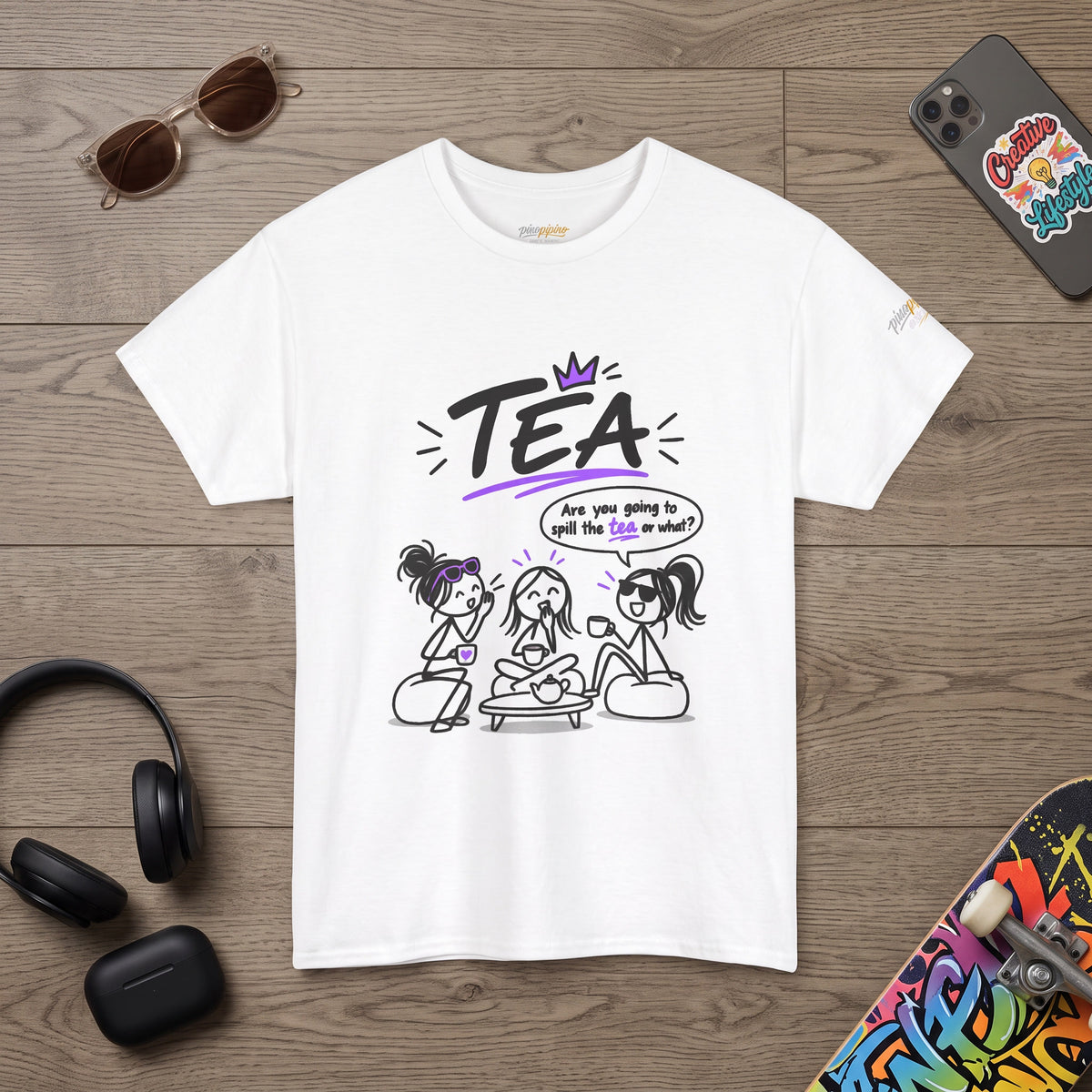 "Tea: Are you going to spill the tea or what?" Cartoon Graphic Tee