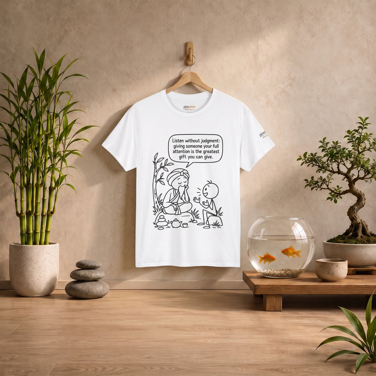 Mindful Listening Tee — "Listen without judgment" Meditation Quote T-Shirt