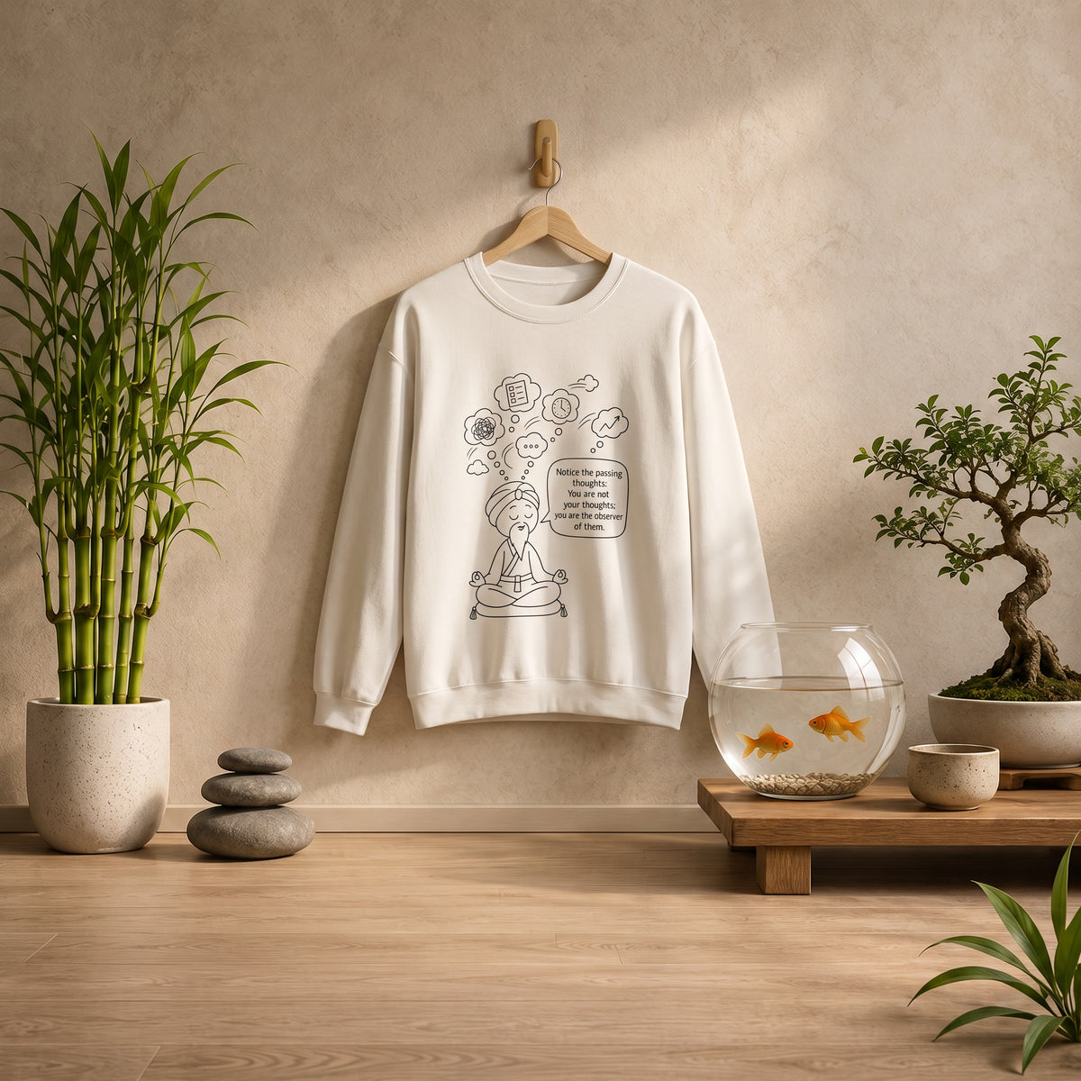 "Notice the passing thoughts" Mindfulness Design - Meditation Guru Crewneck Sweatshirt