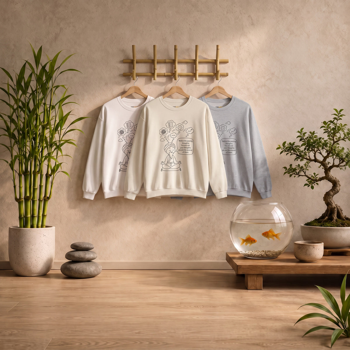 "Notice the passing thoughts" Mindfulness Design - Meditation Guru Crewneck Sweatshirt