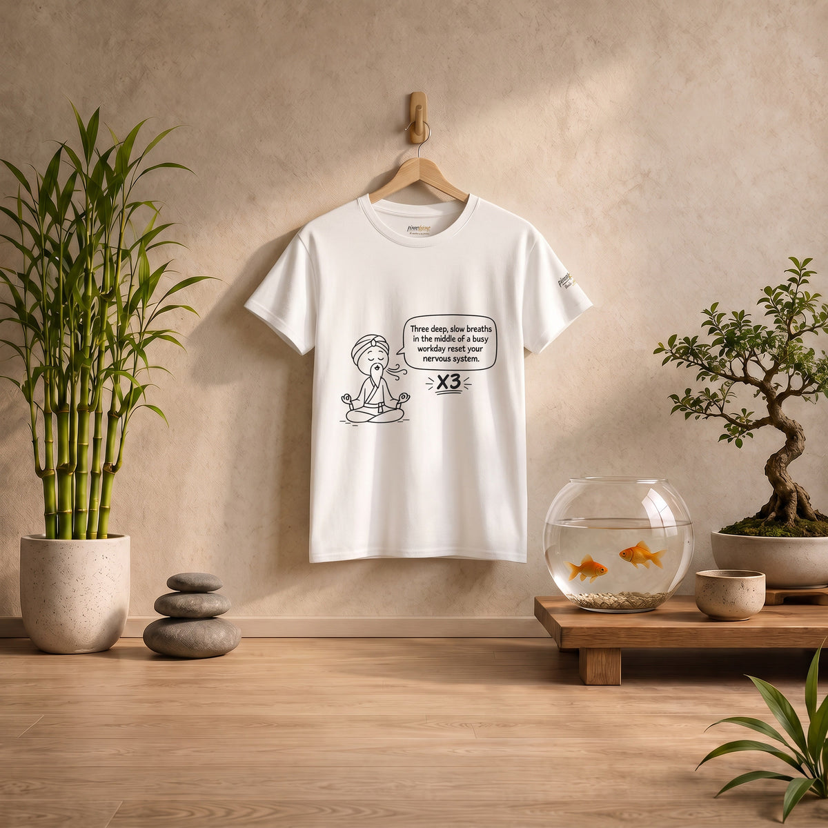 Meditation Reminder Tee — "Three deep, slow breaths" Relaxation T-Shirt