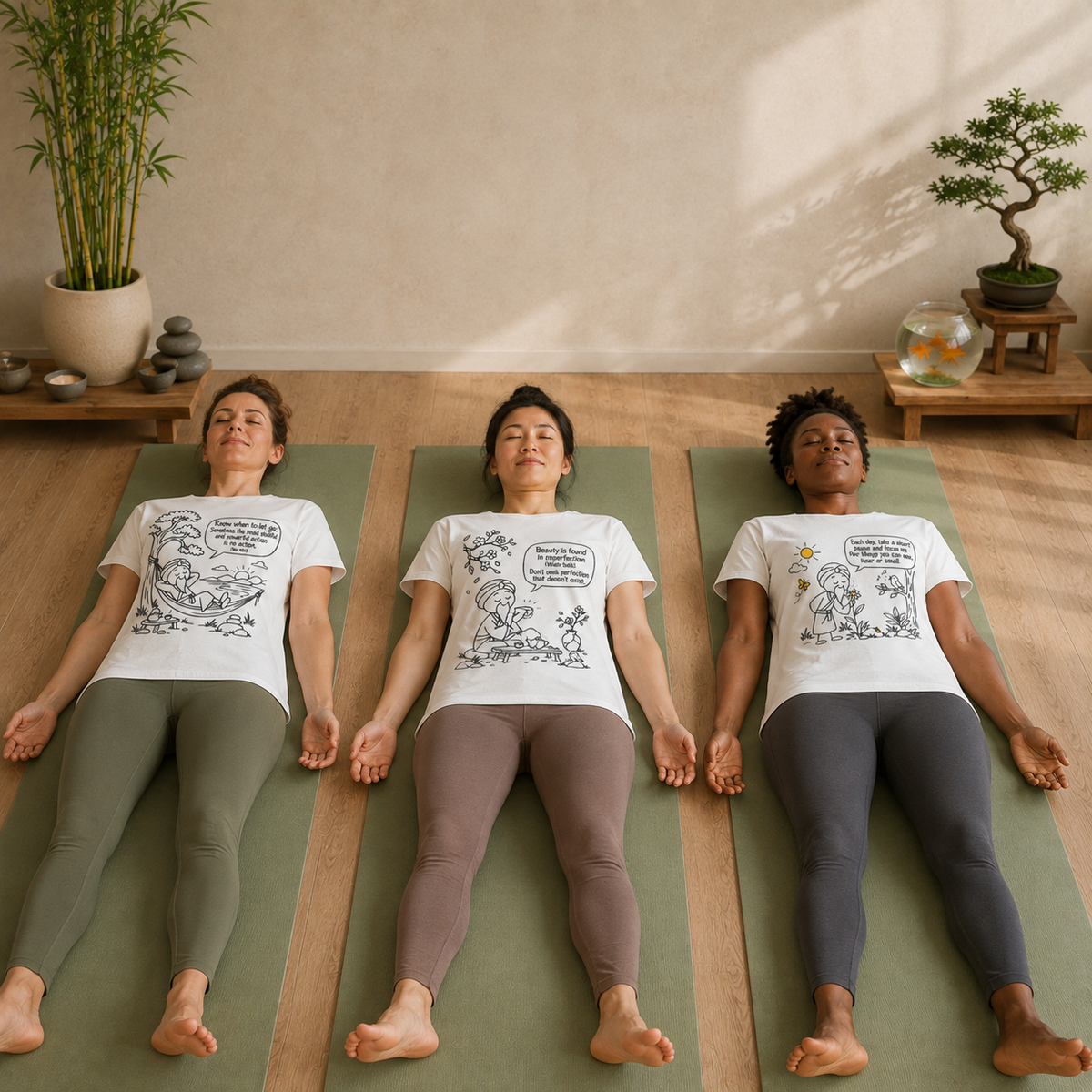 Meditation Reminder Tee — "Three deep, slow breaths" Relaxation T-Shirt