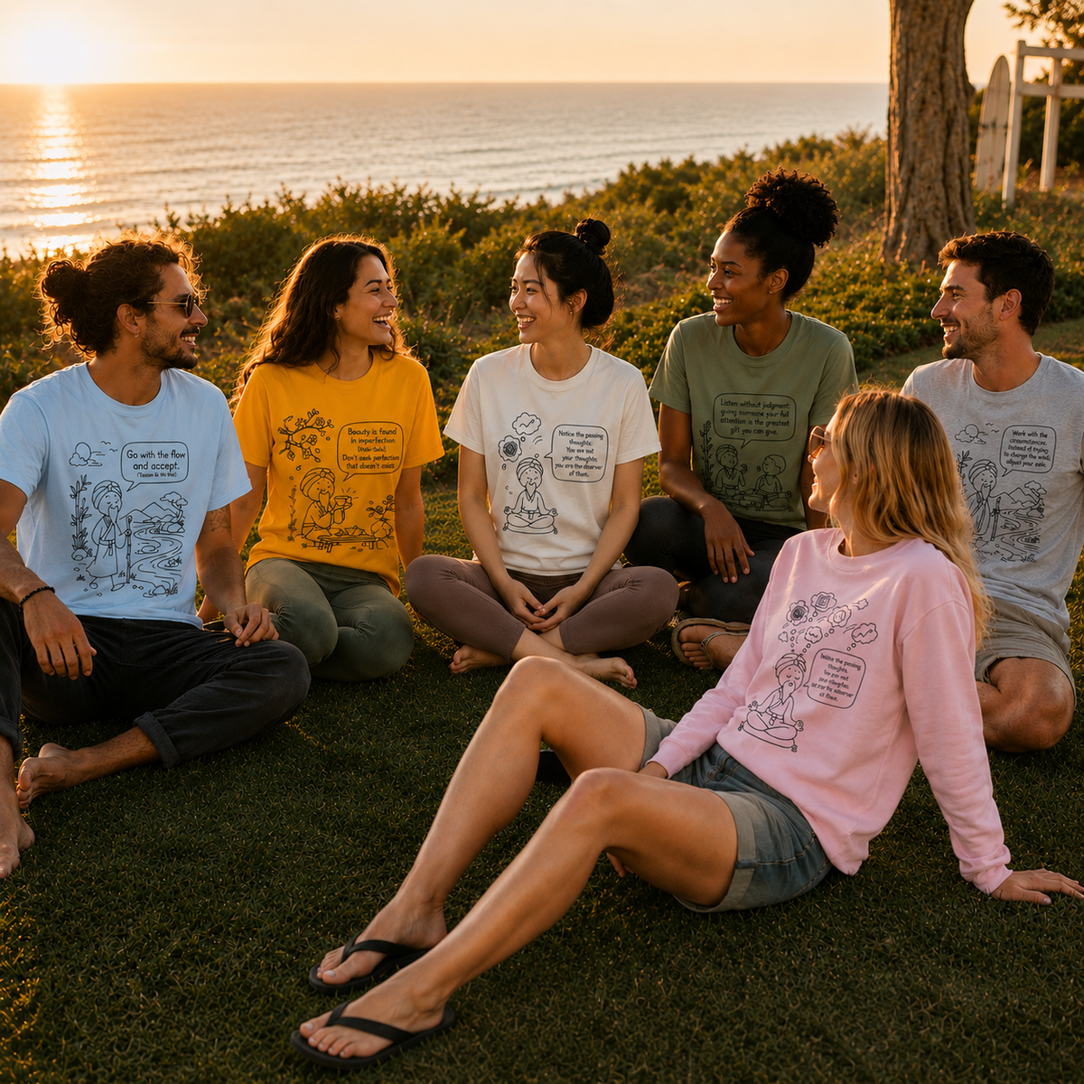 Meditation Reminder Tee — "Three deep, slow breaths" Relaxation T-Shirt
