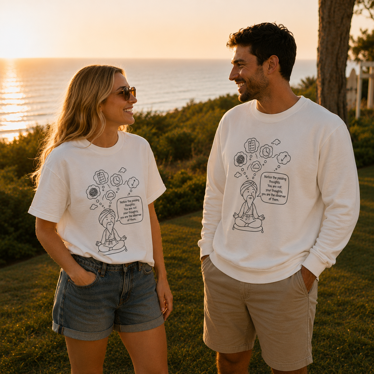 Meditation Guru Tee - "Notice the passing thoughts" Mindfulness T-Shirt