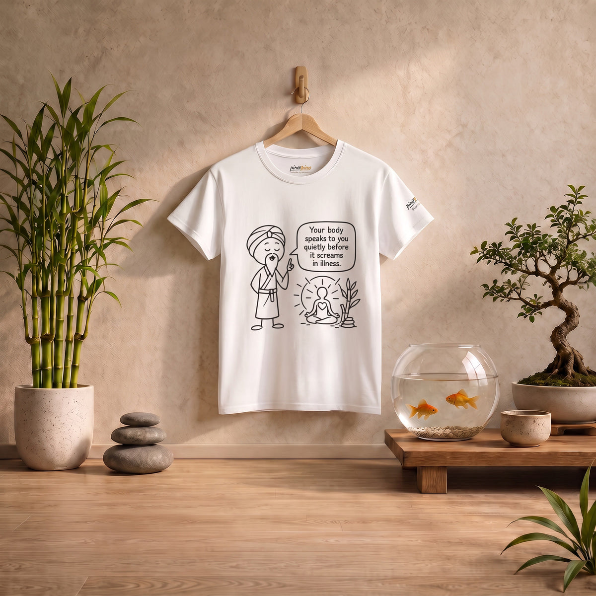 Wellness Tee — "Your body speaks to you quietly before it screams in illness" Meditation T-Shirt