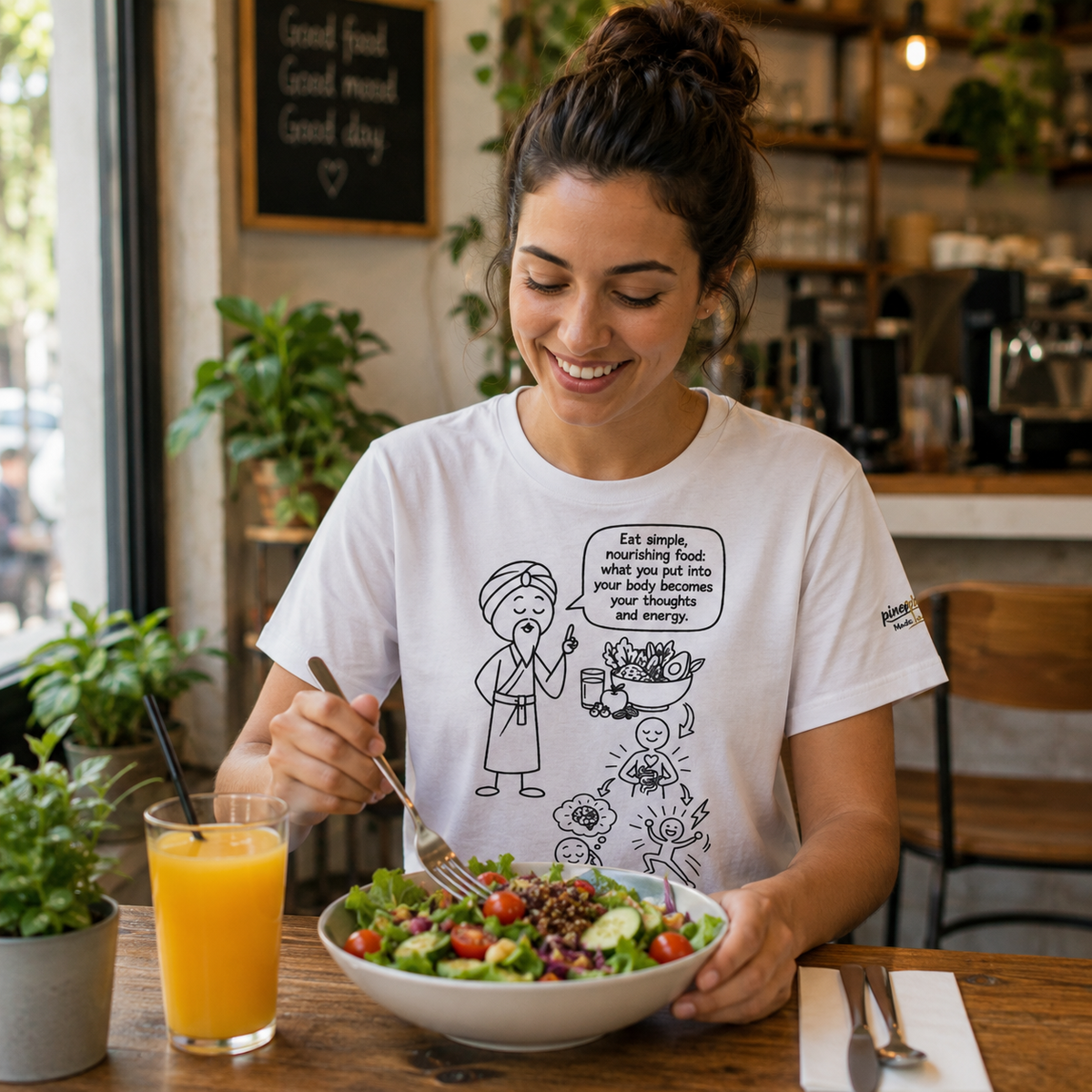Mindful Eating T‑Shirt — "Eat Simple, Nourishing Food..." Wellness Tee