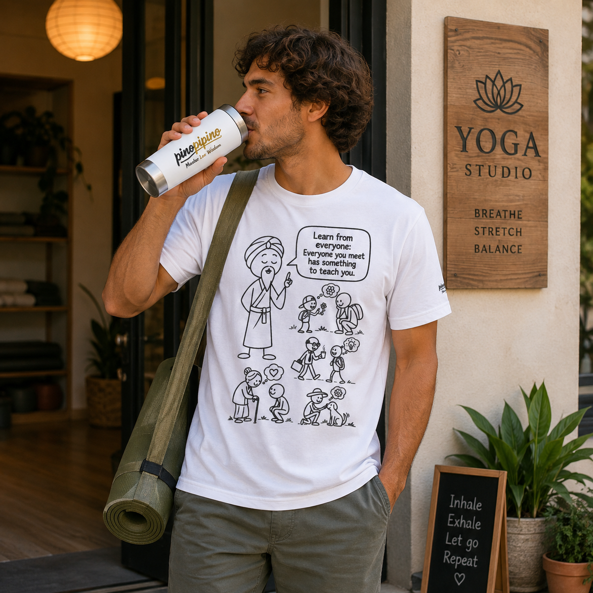 Spiritual Teacher Comic Tee — "Learn from Everyone" Graphic T‑Shirt