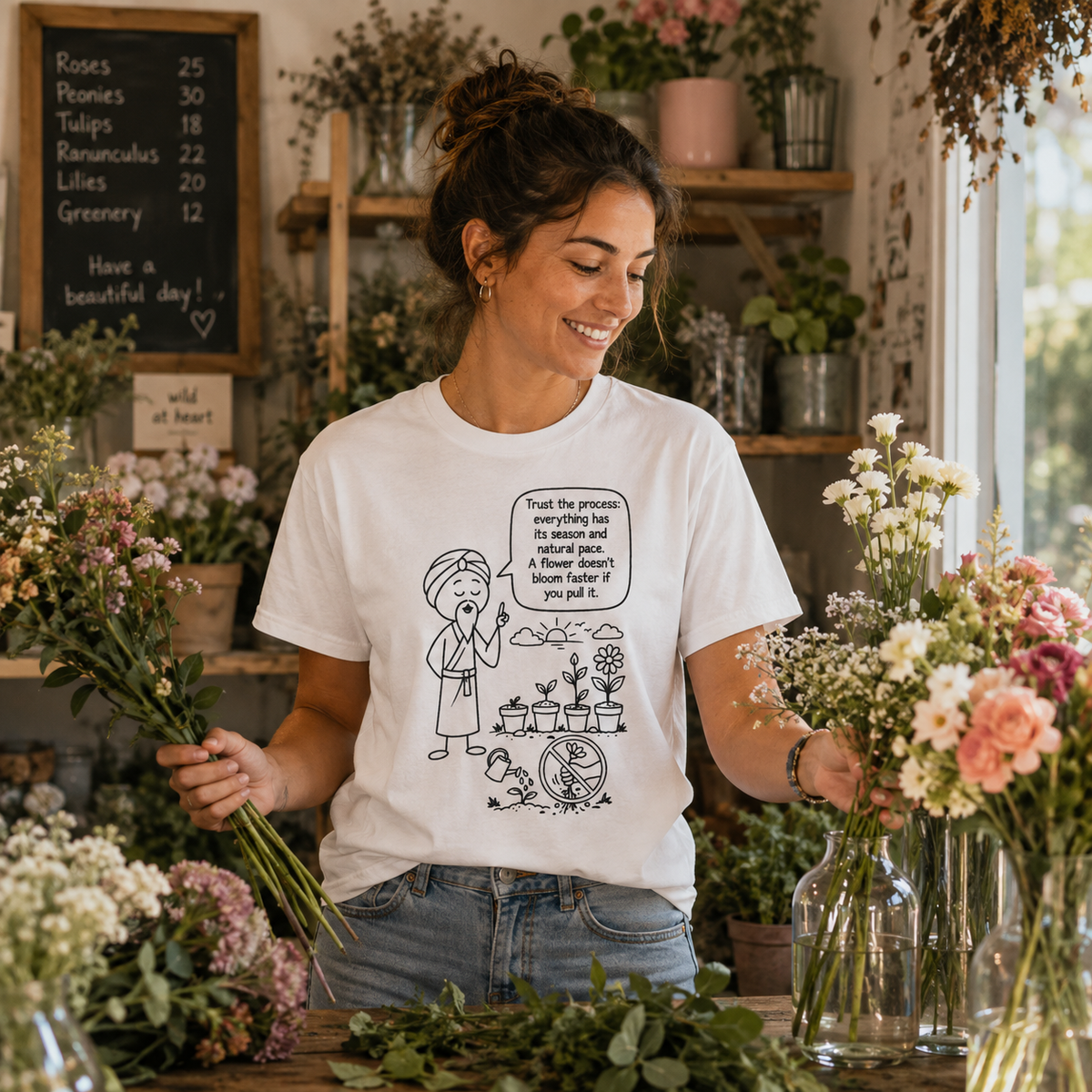 T-Shirt — "Trust the Process" Wise Cartoon Tee