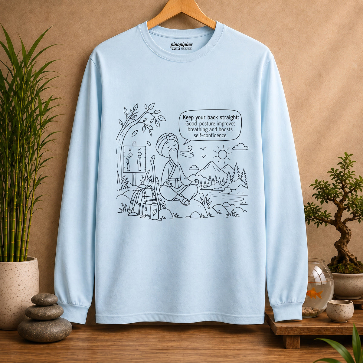 "Keep Your Back Straight" Self Care by Master Lee - Long Sleeve T‑Shirt