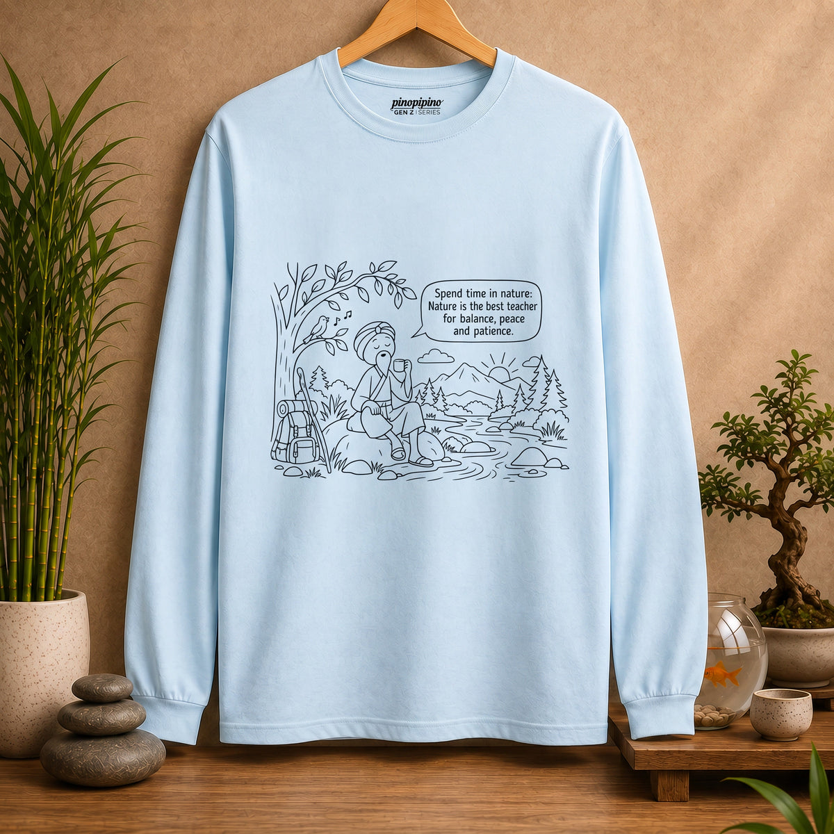 Long Sleeve T‑Shirt — "Spend time in nature" Hiking Graphic Tee