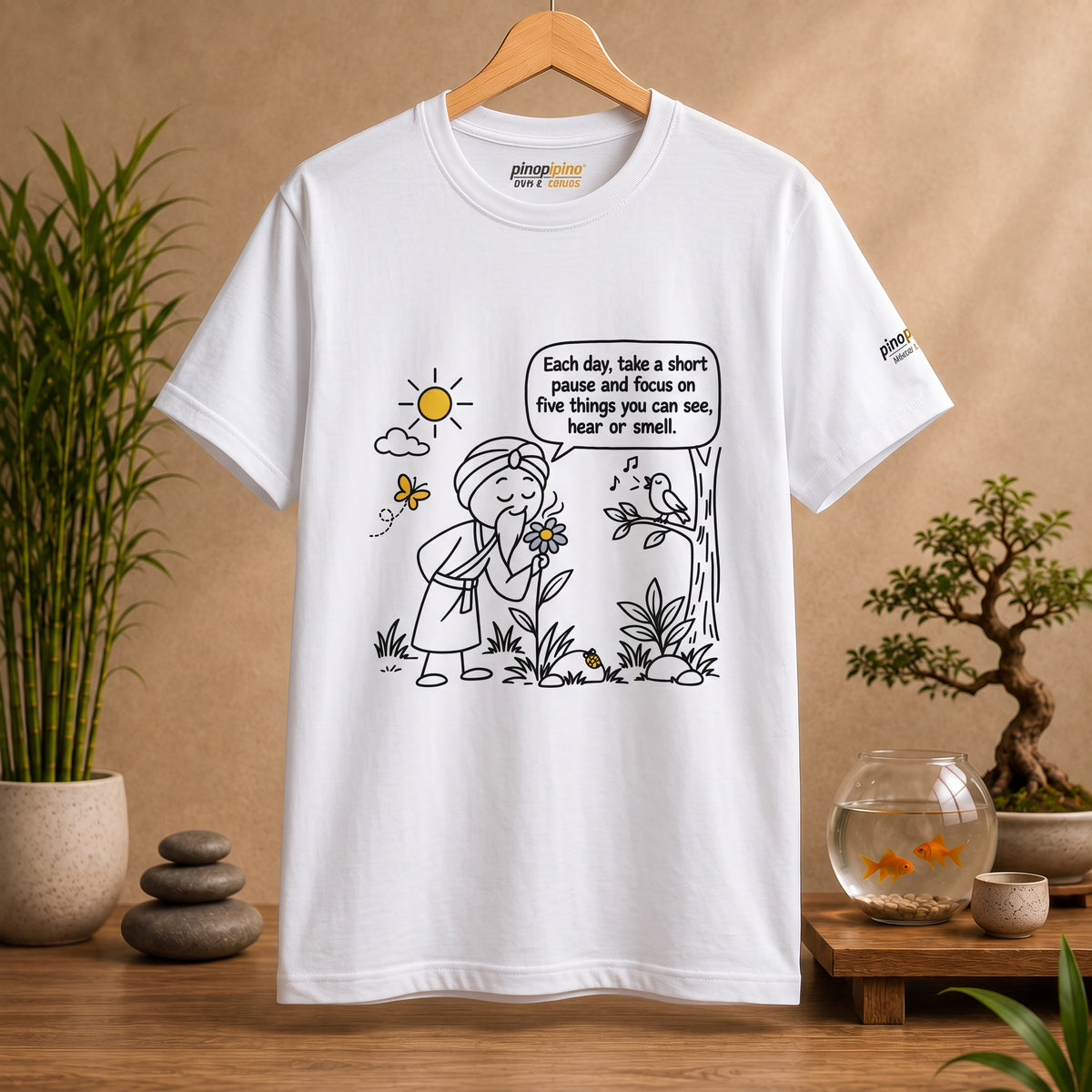 "Focus on five things you can see, hear or smell" - Master Lee's Wisdom, Unisex Heavy Cotton Tee