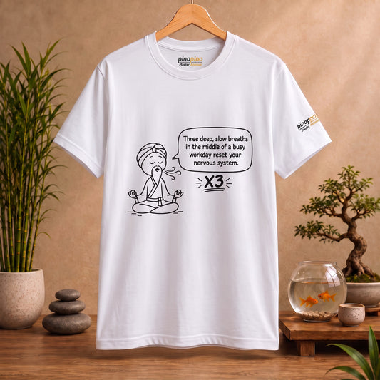 Meditation Reminder Tee — "Three deep, slow breaths" Relaxation T-Shirt