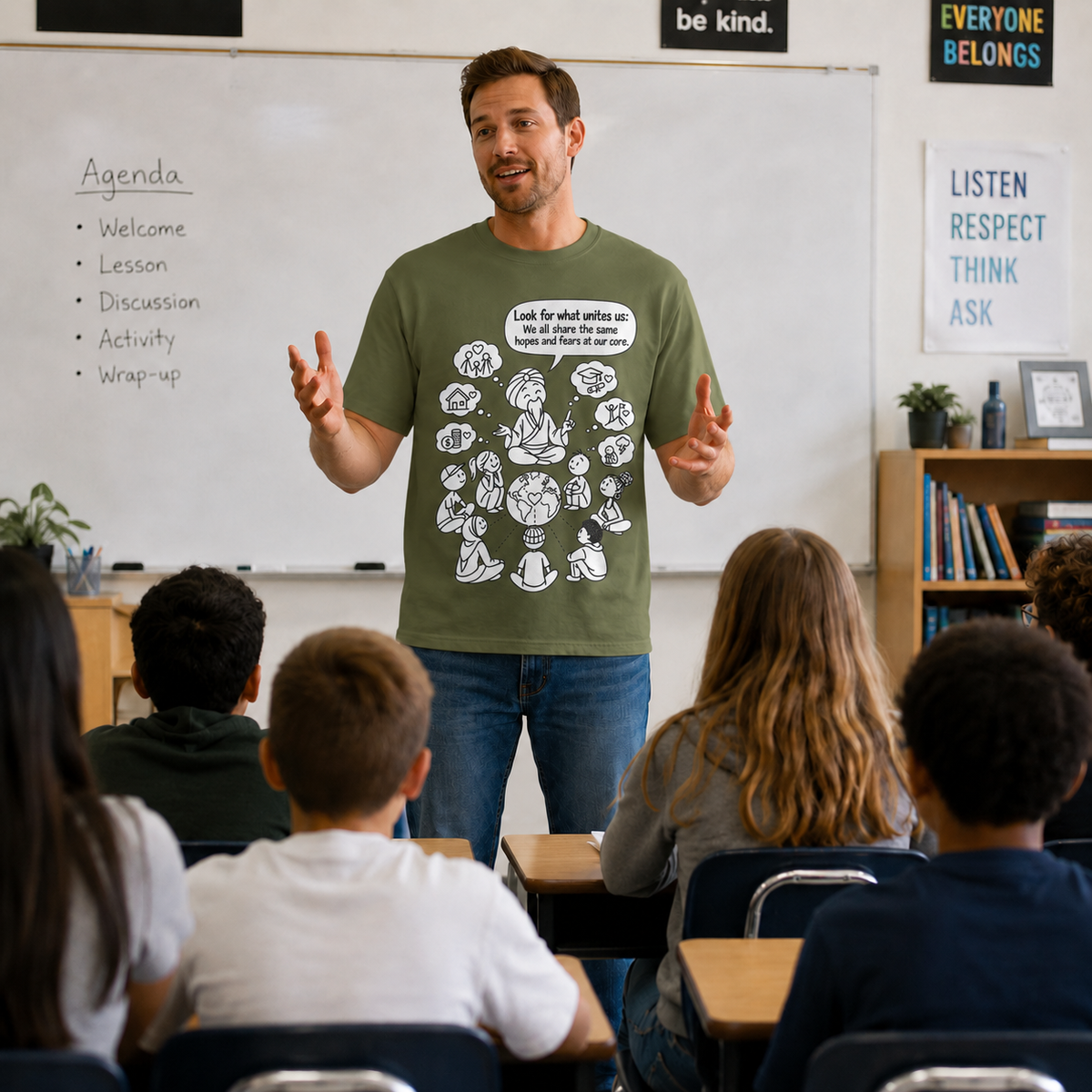 "Look for what unites us" Community Peace Crewneck Tee