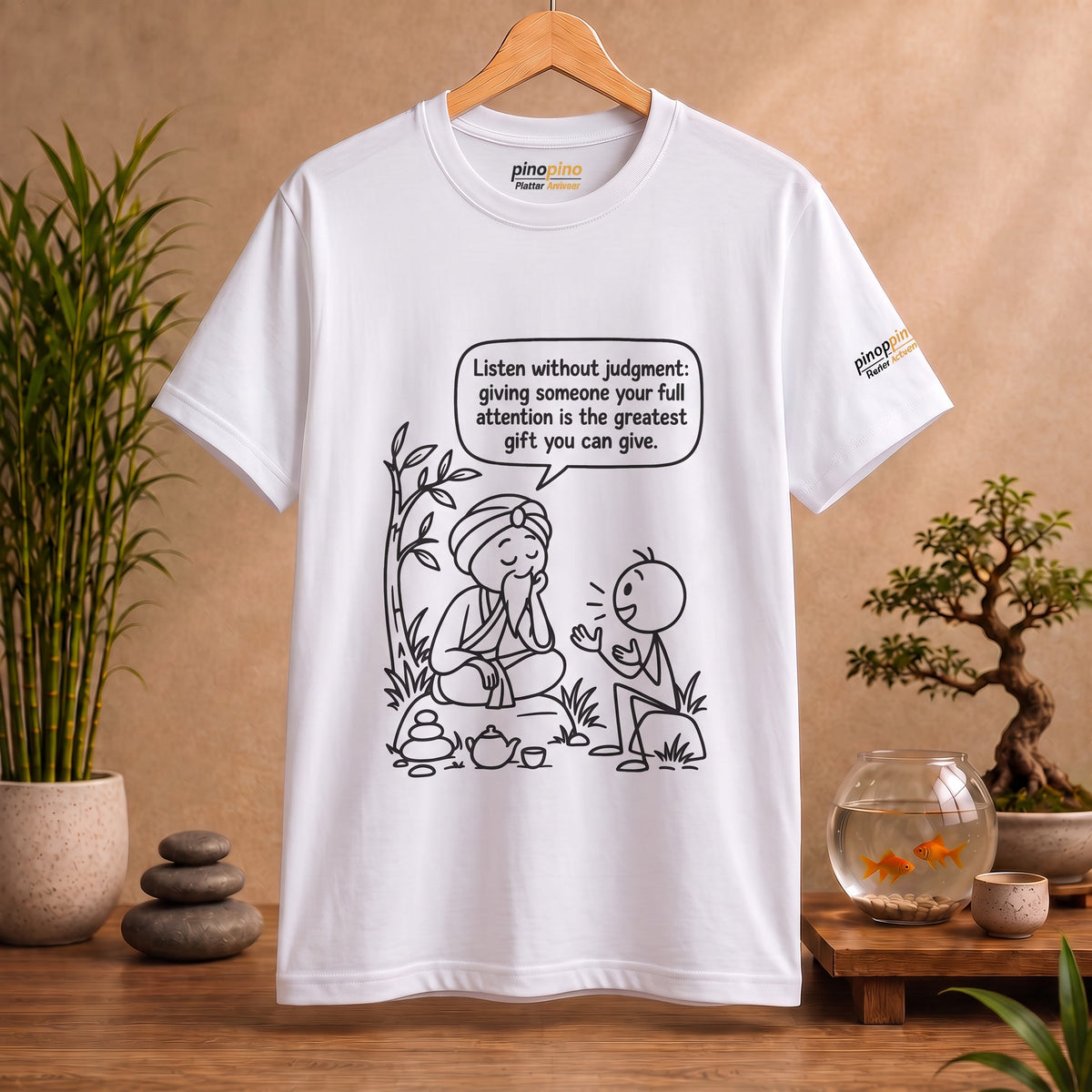 Mindful Listening Tee — "Listen without judgment" Meditation Quote T-Shirt